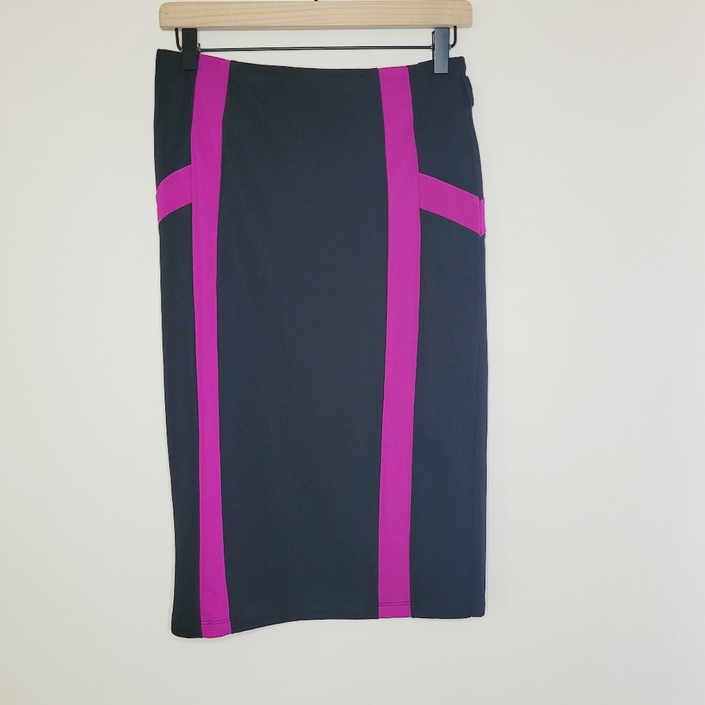 Chances R Skirt Womens Medium Black Pink Pencil Teacher Office Classic Mad Men